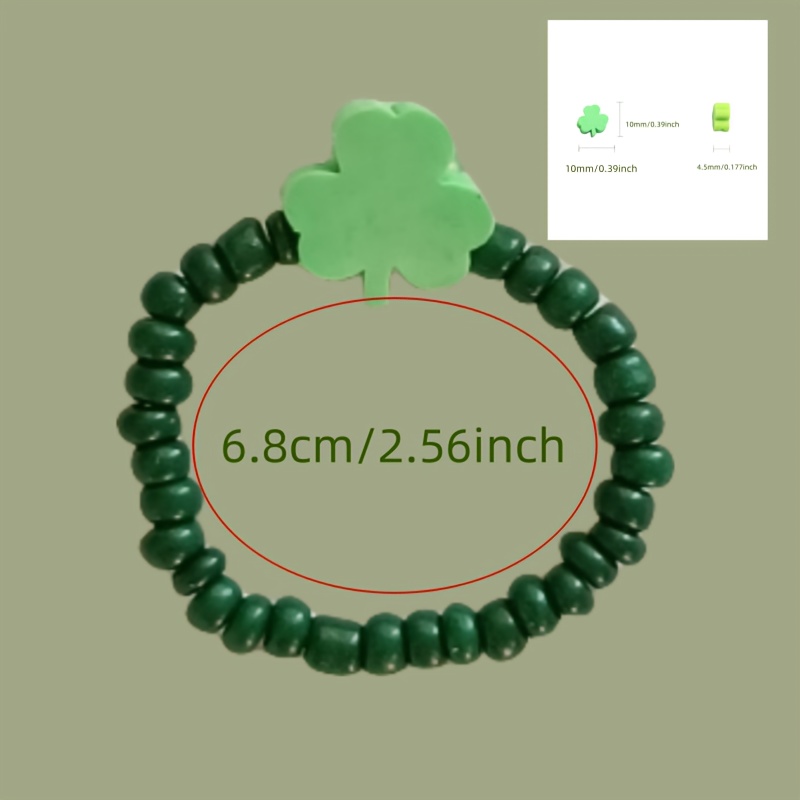 3pcs Green Clover Ring Set Adjustable Ring